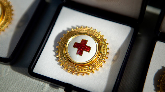 Röda Korsets Högskolas sjuksköterskebrosch. Foto: RKH