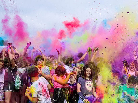 People who are celebrating with fireworks